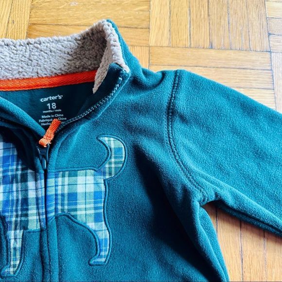 NWT Carter’s fleece zip up jumpsuit in hunter green - Picture 2 of 3